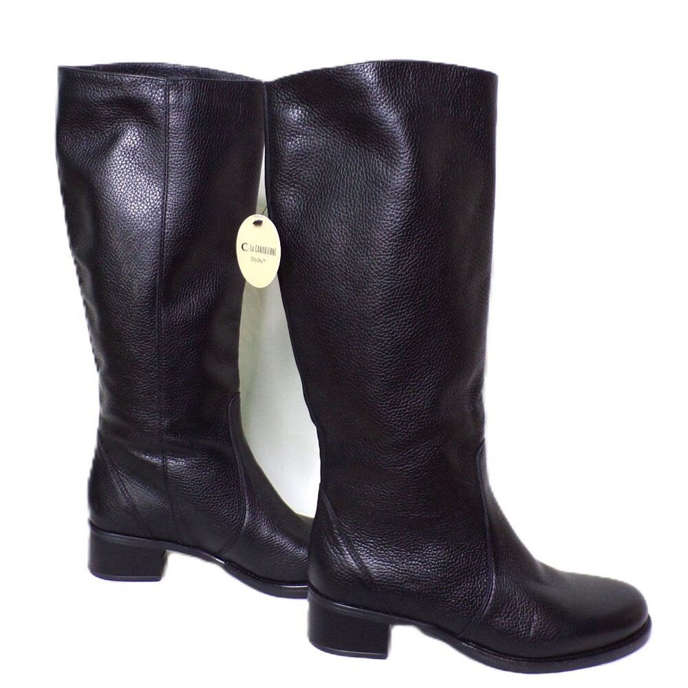 🆕 LA CANADIENNE Bingo Knee High Lined Waterproof Pebble Leather Boot 8 Black - Picture 2 of 8